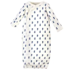 Touched By Nature Baby Girl Organic Cotton Side-Closure Snap Long-Sleeve Gowns 3pk, Garden Floral