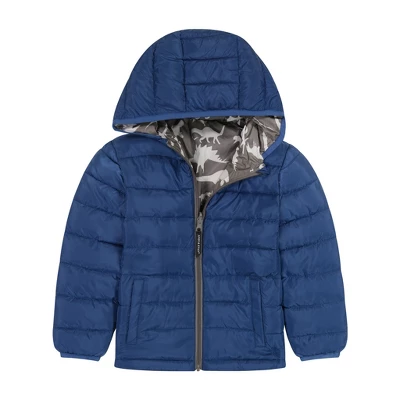 Andy & Evan Infant Mid Blue Dinos Reversible Puffer 3 Andy & Evan Infant Mid Blue Dinos Reversible Puffer - Image 3