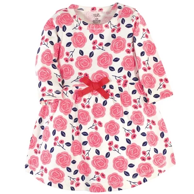 Touched By Nature Baby And Toddler Girl Organic Cotton Long-Sleeve Dresses 2pk, Coral Rose 2 Touched By Nature Baby And Toddler Girl Organic Cotton Long-Sleeve Dresses 2pk, Coral Rose - Image 2