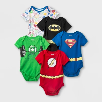 Baby Boys' 5pk DC Comics Justice League Bodysuit - Blue/Red 1 Baby Boys' 5pk DC Comics Justice League Bodysuit - Blue/Red