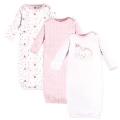 Yoga Sprout Baby Girl Cotton Long-Sleeve Gowns 3pk