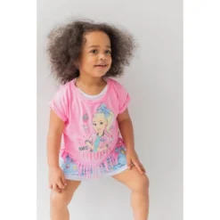 JoJo Siwa Girls T-Shirt And French Terry Shorts Outfit Set Little Kid To Big Kid