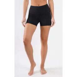 Yogalicious Womens Lux Polygiene Tribeca High Waist 3 1/2" Short With Side Pockets