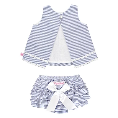 RuffleButts Girls Seersucker Ric Rac Swing Top And Bloomer Set 1 RuffleButts Girls Seersucker Ric Rac Swing Top And Bloomer Set