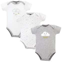 Hudson Baby Cotton Bodysuits 3pk, Gray Clouds