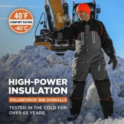 RefrigiWear Men's PolarForce Warm Insulated Bib Overalls With Performance Flex
