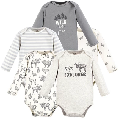 Touched By Nature Organic Cotton Long-Sleeve Bodysuits, Neutral Woodland 7 Touched By Nature Organic Cotton Long-Sleeve Bodysuits, Neutral Woodland - Image 7