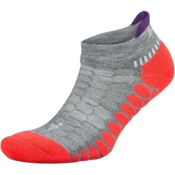 Balega Silver No Show Running Socks - Gray/Neon Coral