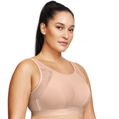 Glamorise Womens No-Sweat Mesh Sports Wirefree Bra 1068 Café 2 Glamorise Womens No-Sweat Mesh Sports Wirefree Bra 1068 Café - Image 2