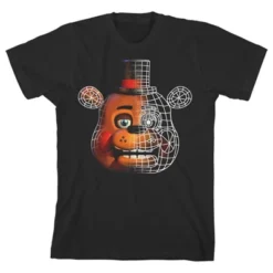 Five Nights At Freddy's Freddy Face Split Boy's Black T-shirt -ActiveMode Sales Store GUEST d91758d6 da40 4502 8971 e9b5f41421e5
