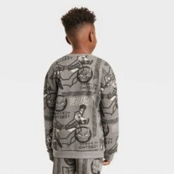 Boys' Marvel Black Panther Crewneck Fleece Sweatshirt - Dark Gray