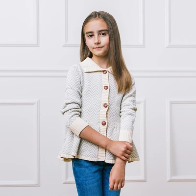 Hope & Henry Girls' Long Sleeve Flounce Collar Button Front Peplum Sweater, Infant 3 Hope & Henry Girls' Long Sleeve Flounce Collar Button Front Peplum Sweater, Infant - Image 3