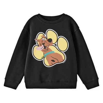 Scooby-Doo Scooby Doo Paw Print Crew Neck Long Sleeve Black Youth Sweatshirt 2 Scooby-Doo Scooby Doo Paw Print Crew Neck Long Sleeve Black Youth Sweatshirt - Image 2