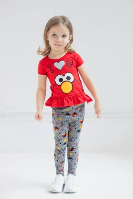 Sesame Street Big Bird Cookie Monster Elmo Baby Girls Pullover T-Shirt And Leggings Outfit Set Infant 4 Sesame Street Big Bird Cookie Monster Elmo Baby Girls Pullover T-Shirt And Leggings Outfit Set Infant - Image 4