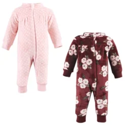 Hudson Baby Infant Girl Plush Jumpsuits, Burgundy Floral -ActiveMode Sales Store GUEST e134b706 0f64 4ade a85e b7218bd28f26