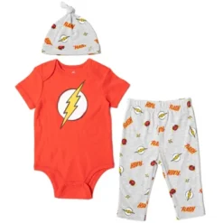 DC Comics Justice League Superman Flash Baby Pants Bodysuit And Hat 3 Piece Outfit Set Newborn To Infant -ActiveMode Sales Store GUEST e211259c ccdf 4ea6 a155 2eb568e690bc