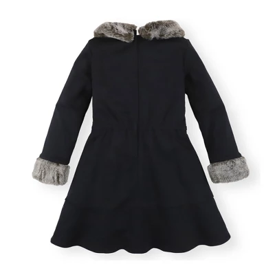 Hope & Henry Girls' Long Sleeve Ponte Skater Dress With Faux Fur Trim, Infant 3 Hope & Henry Girls' Long Sleeve Ponte Skater Dress With Faux Fur Trim, Infant - Image 3