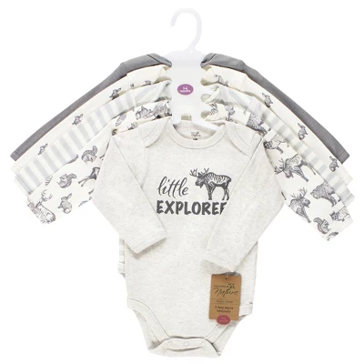 Touched By Nature Organic Cotton Long-Sleeve Bodysuits, Neutral Woodland 1 Touched By Nature Organic Cotton Long-Sleeve Bodysuits, Neutral Woodland