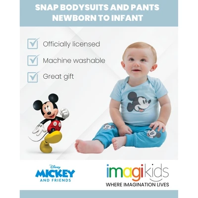 Disney Mickey Mouse Pluto Baby Snap Bodysuits And Pants Newborn To Infant 2 Disney Mickey Mouse Pluto Baby Snap Bodysuits And Pants Newborn To Infant - Image 2