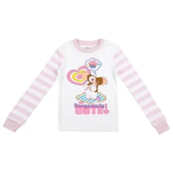 Gremlins Gizmo Dangerously Cute Youth Girls Pink & White Striped Sleep Set