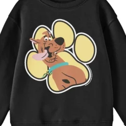 Scooby-Doo Scooby Doo Paw Print Crew Neck Long Sleeve Black Youth Sweatshirt
