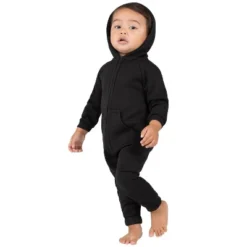 Joggies - Pitch Black Infant Footless Hoodie Onesie