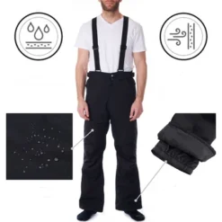 Alpine Swiss Mens Waterproof Snow Pants With Removable Suspenders Insulated Winter Snowboarding Ski Pants