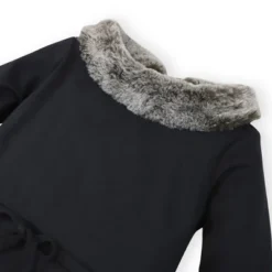 Hope & Henry Girls' Long Sleeve Ponte Skater Dress With Faux Fur Trim, Infant