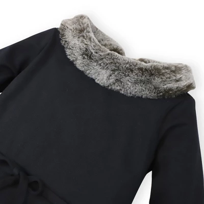 Hope & Henry Girls' Long Sleeve Ponte Skater Dress With Faux Fur Trim, Infant 1 Hope & Henry Girls' Long Sleeve Ponte Skater Dress With Faux Fur Trim, Infant