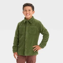 Boys' Long Sleeve Corduroy Shacket - Cat & Jack™ Olive Green -ActiveMode Sales Store GUEST f37e600e 824f 499a 9ced d8c47566489f