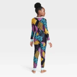 Girls' Disney The Nightmare Before Christmas Sally Halloween Matching Family Pajama Set With Mask - Black