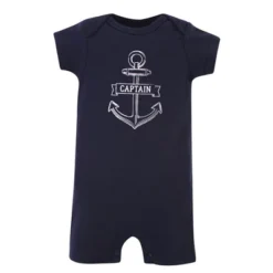 Hudson Baby Infant Boy Cotton Rompers 3pk, Captain