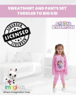 Dreamworks Gabby's Dollhouse Pandy Paws Girls Fleece Sweatshirt And Pants Set Little Kid To Big Kid