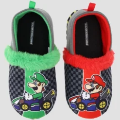 Kids' Nintendo Super Mario Kart Loafer Slippers - Red/Green