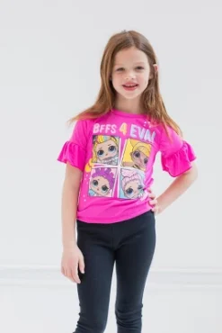 L.O.L. Surprise! Neon QT Bon Bon Diva Queen Bee Touchdown Roller Sk8er T-Shirt And Leggings Outfit Set Toddler To Big Kid