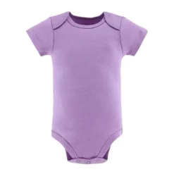 The Peanutshell Baby Girl Short Sleeve Bodysuits, 5-Pack, Purple/Grey/Mint, Newborn To 24 Months