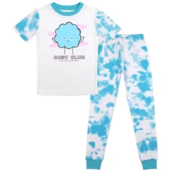Bioworld Cozy Club Youth Girls Blue & White Wash Short Sleeve Shirt & Sleep Pants Set -ActiveMode Sales Store GUEST fae389bf 7cee 4880 b468 8ec0a9f4073f