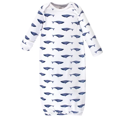 Touched By Nature Baby Organic Cotton Long-Sleeve Gowns 3pk, Blue Whale, 0-6 Months 1 Touched By Nature Baby Organic Cotton Long-Sleeve Gowns 3pk, Blue Whale, 0-6 Months